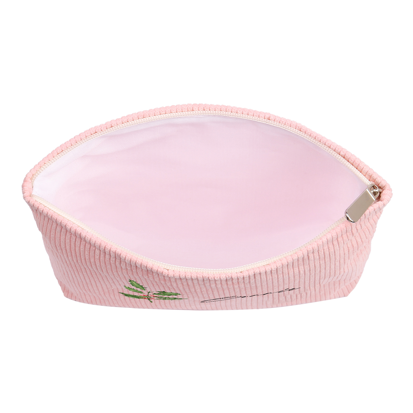 Personalized Custom 1 Name And 1 Birthflower Makeup Bag, Custom Corduroy Makeup Bag, Personalized Gifts In Multiple Colors