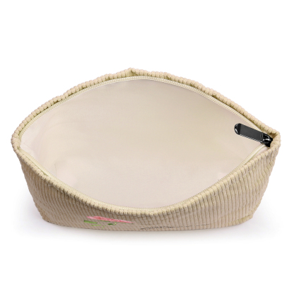 Personalized Custom 1 Name And 1 Birthflower Makeup Bag, Custom Corduroy Makeup Bag, Personalized Gifts In Multiple Colors