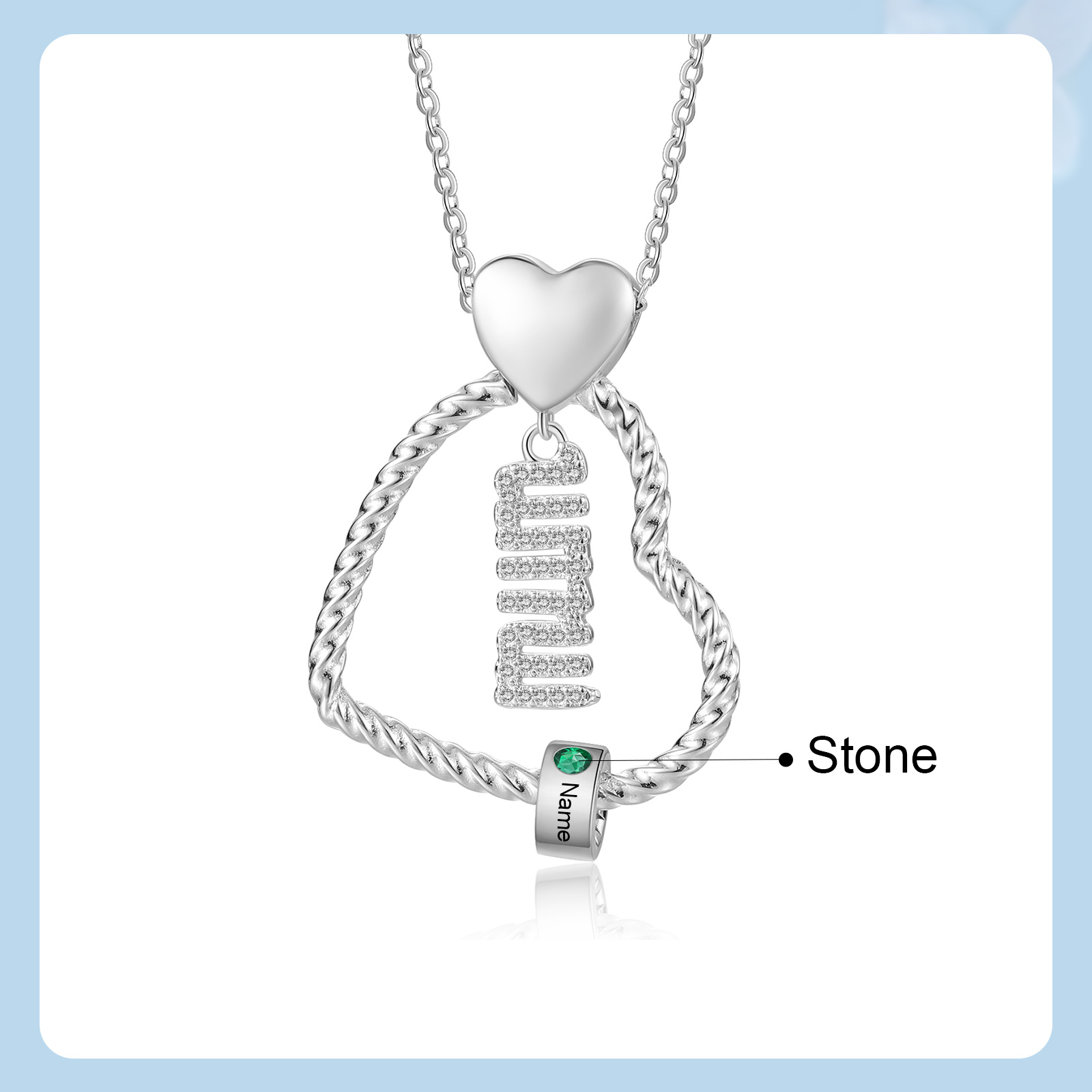 Personalized Love Necklace Customized With 1 Name and 1 Birthstone Pendant Necklace for Mum | Jessmade