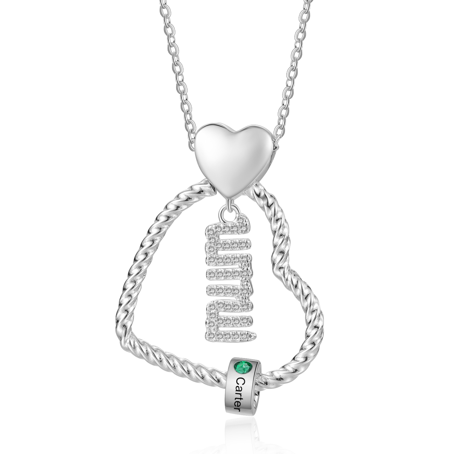 Personalized Love Necklace Customized With 1 Name and 1 Birthstone Pen