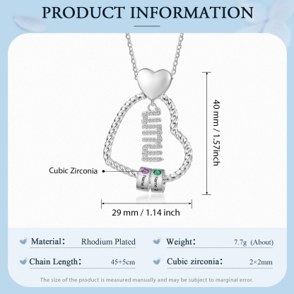 Personalized Love Necklace Customized With 2 Names and 2 Birthstones Pendant Necklace for Mum | Jessmade
