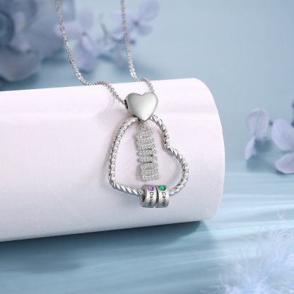 Personalized Love Necklace Customized With 2 Names and 2 Birthstones Pendant Necklace for Mum | Jessmade