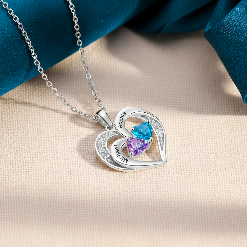 Personalised Jewellery Heart Necklace With 1-5 Names for Women