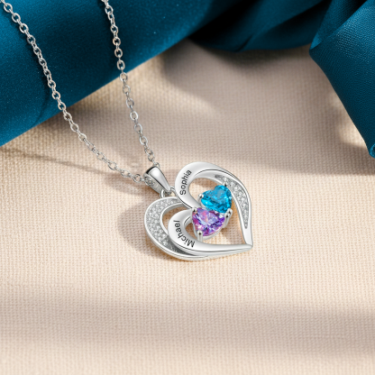 Personalised Jewellery Heart Necklace With 1-5 Names for Women