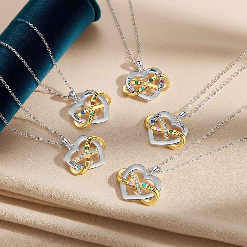 Personalised 2-6 Names Love Necklace Gift for Women