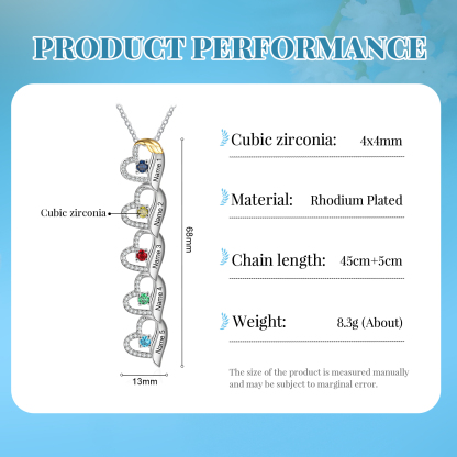 Personalised Jewellery Gift Set – Custom 5 Names & 5 Birthstones Necklace and Bracelet with Elegant Heart Box | Jessemade