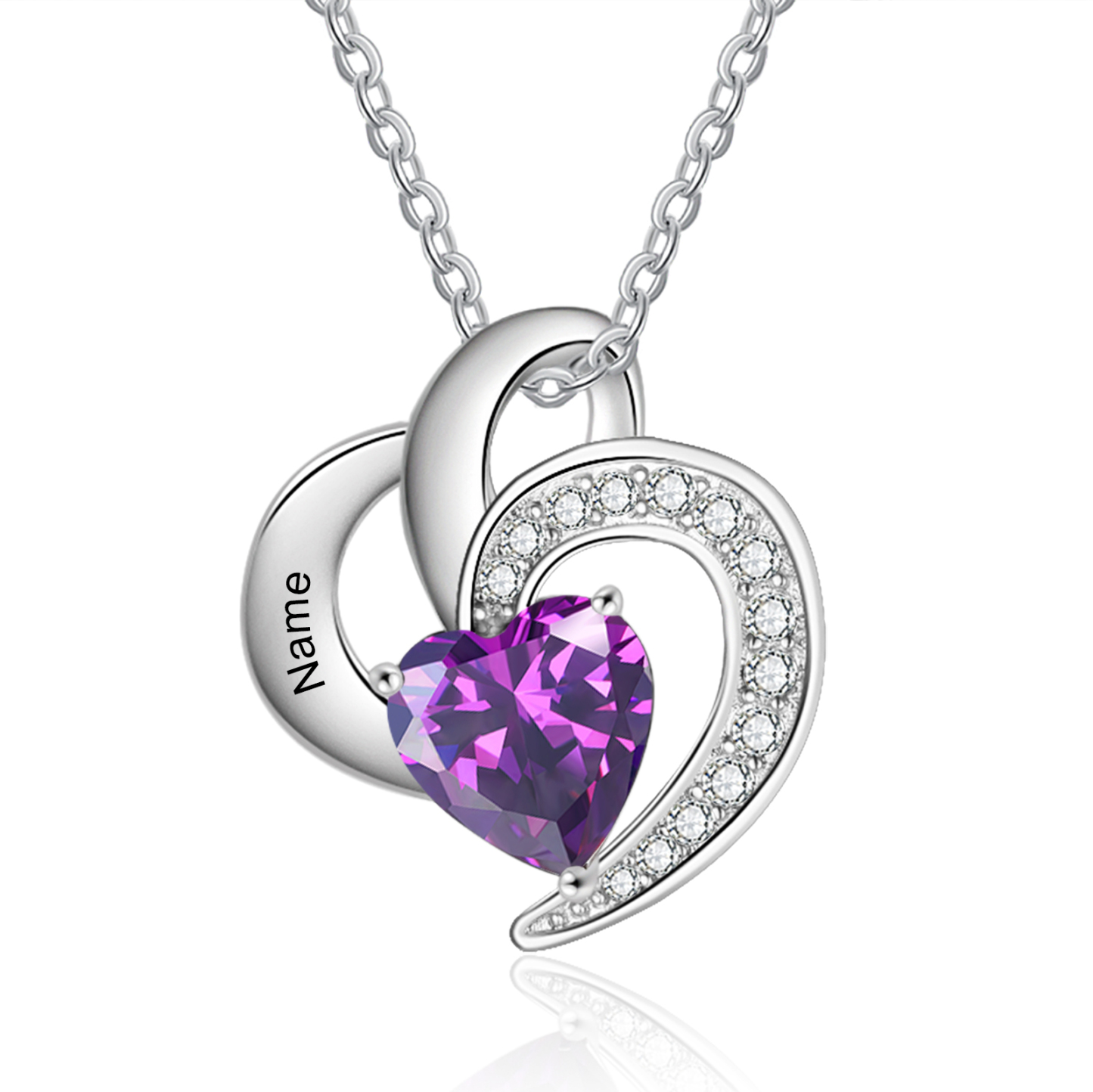 Personalised Heart Shaped Necklace Customized With 1 Name and 1 Birthstone Necklace for Nan | Jessmade