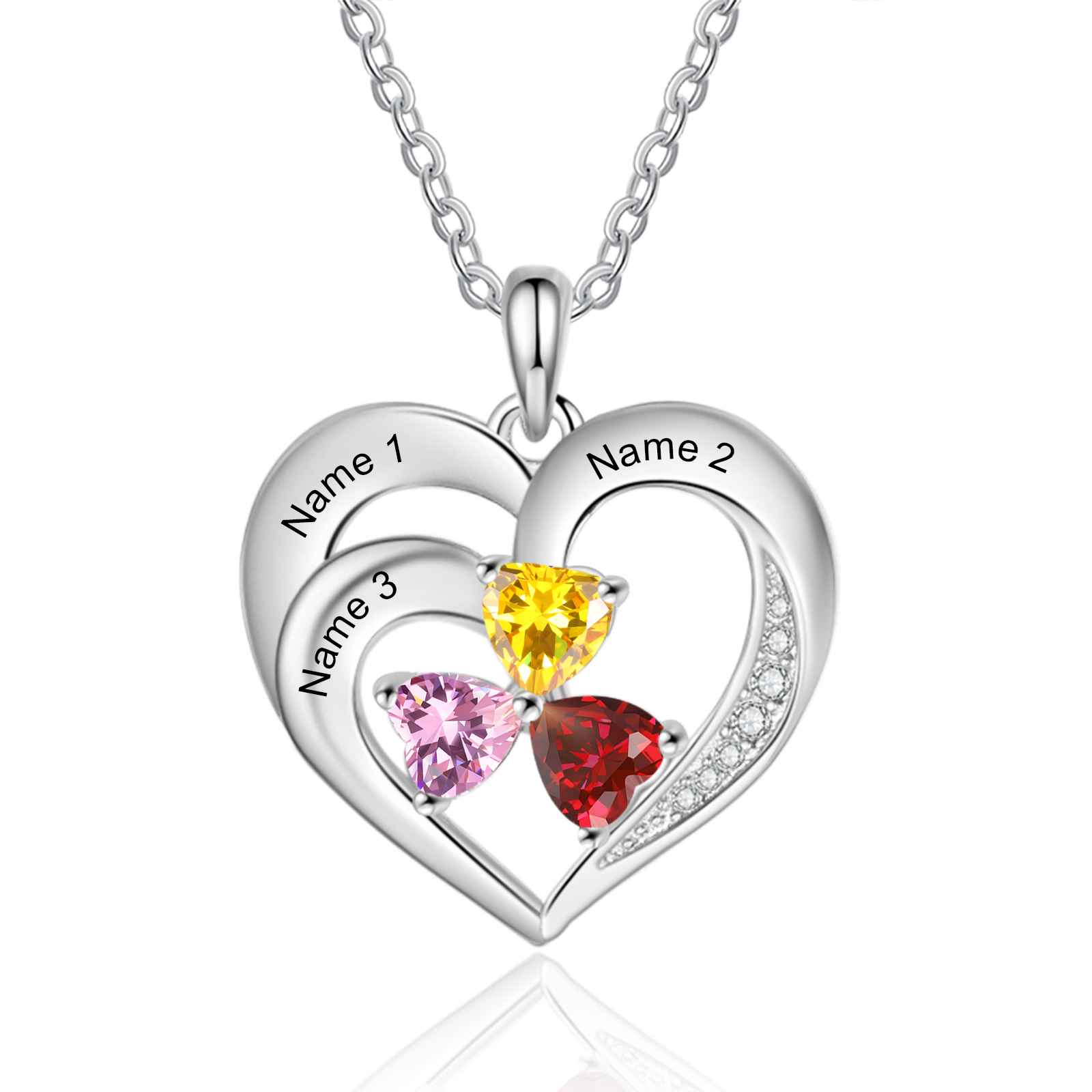 Personalised Jewellery Heart Necklace With 1-5 Names for Women