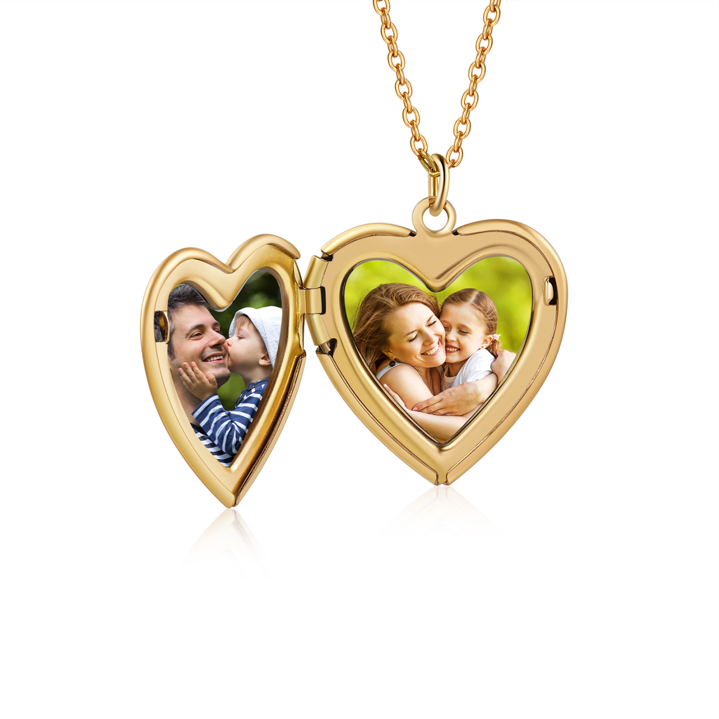 Personalized Heart-shaped Photo Necklace, Customized With 2 Photos &1 Birthflower &1 Name for Her | Jessmade