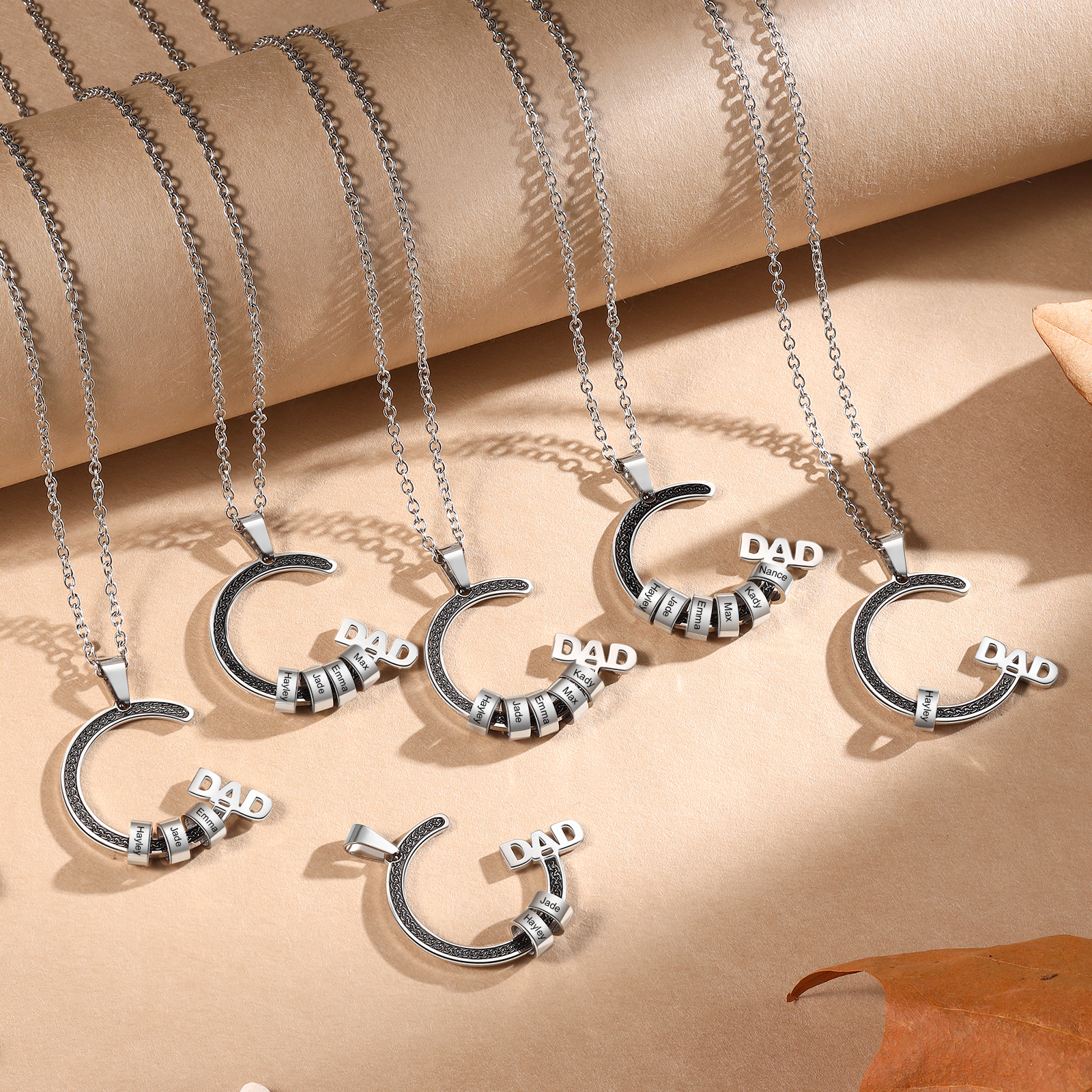 Personalised Dad Necklace with Custom Names Stainless steel Necklace Christmas Gift for Dad | Jessmade