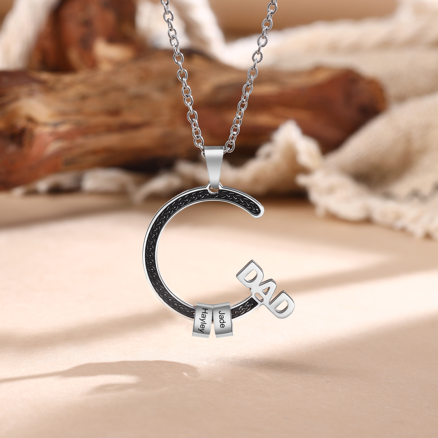 Personalised Dad Necklace with Custom 2 Names Stainless steel Necklace Christmas Gift for Dad | Jessmade