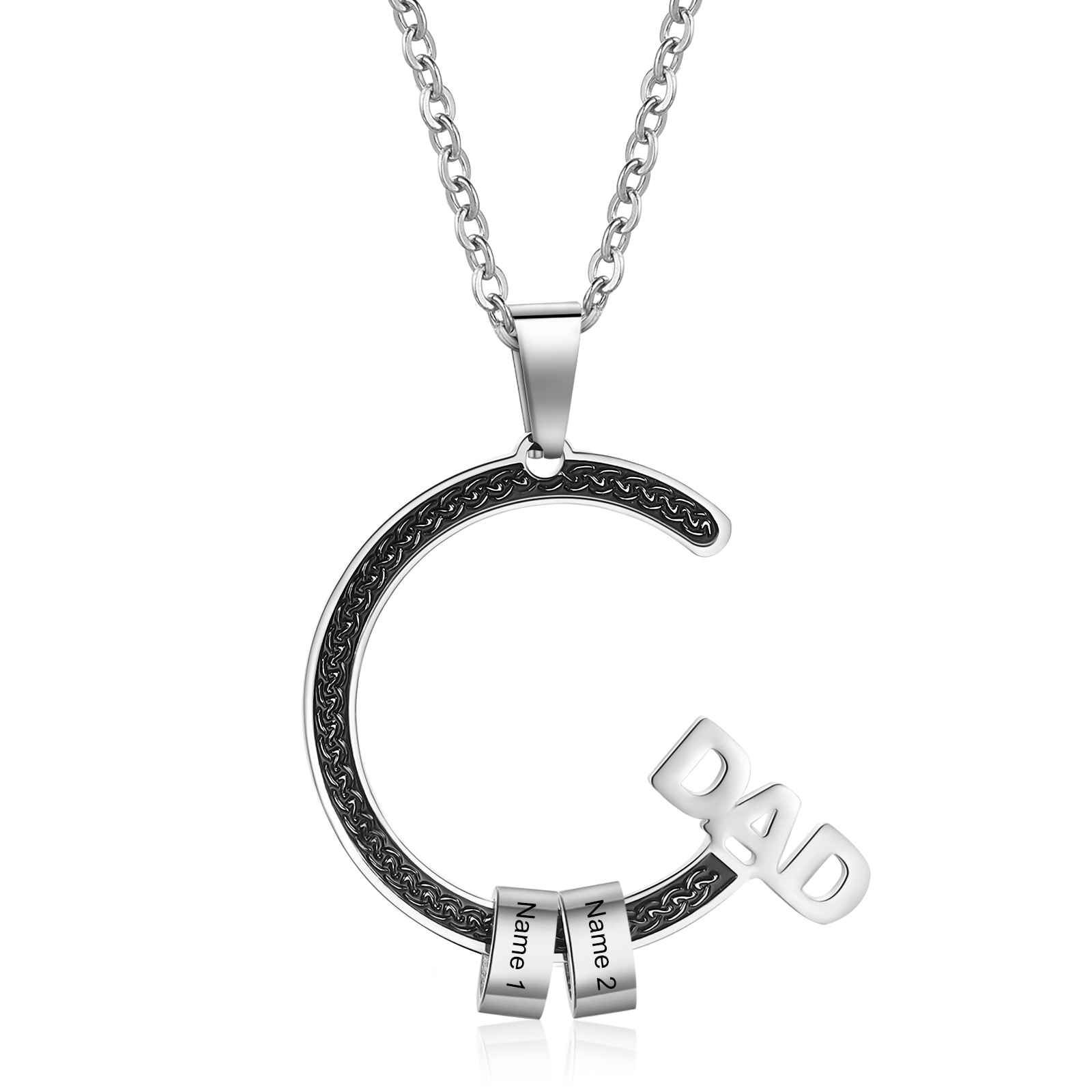 Personalised Dad Necklace with Custom 2 Names Stainless steel Necklace Christmas Gift for Dad | Jessmade