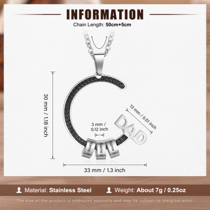 Personalised Dad Necklace with Custom 3 Names Stainless steel Necklace Christmas Gift for Dad | Jessmade