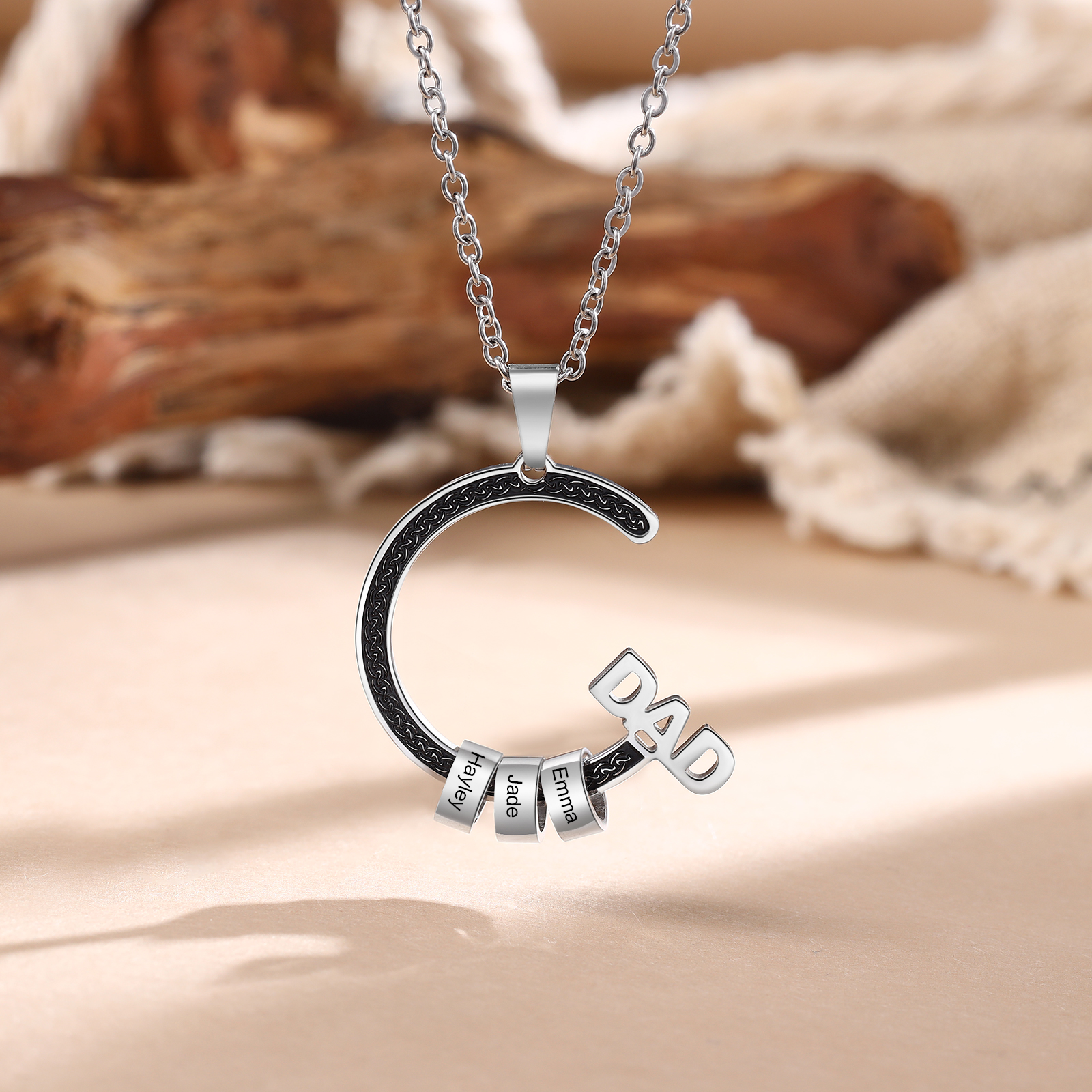 Personalised Dad Necklace with Custom 3 Names Stainless steel Necklace Christmas Gift for Dad | Jessmade