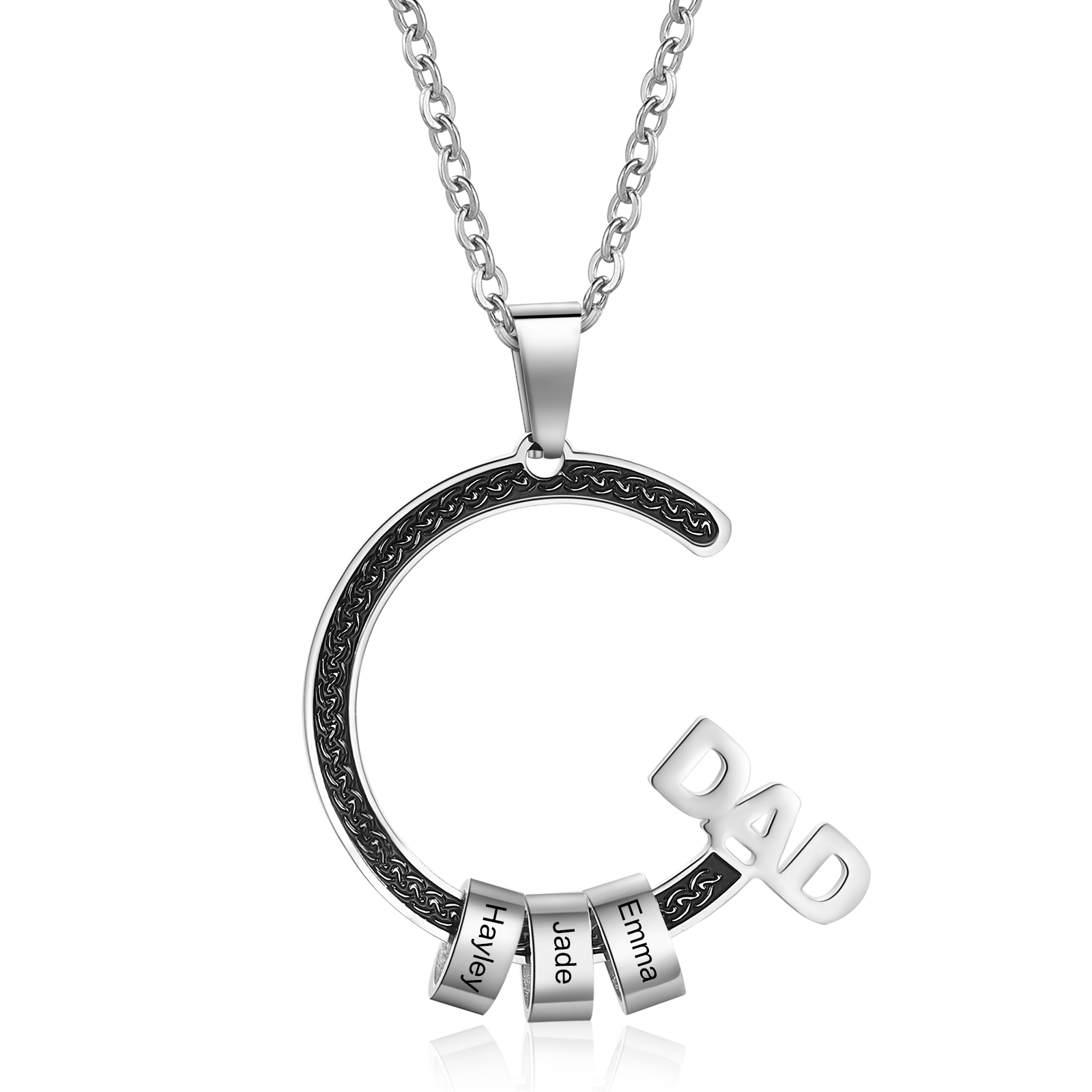 Personalised Dad Necklace with Custom 3 Names Stainless steel Necklace