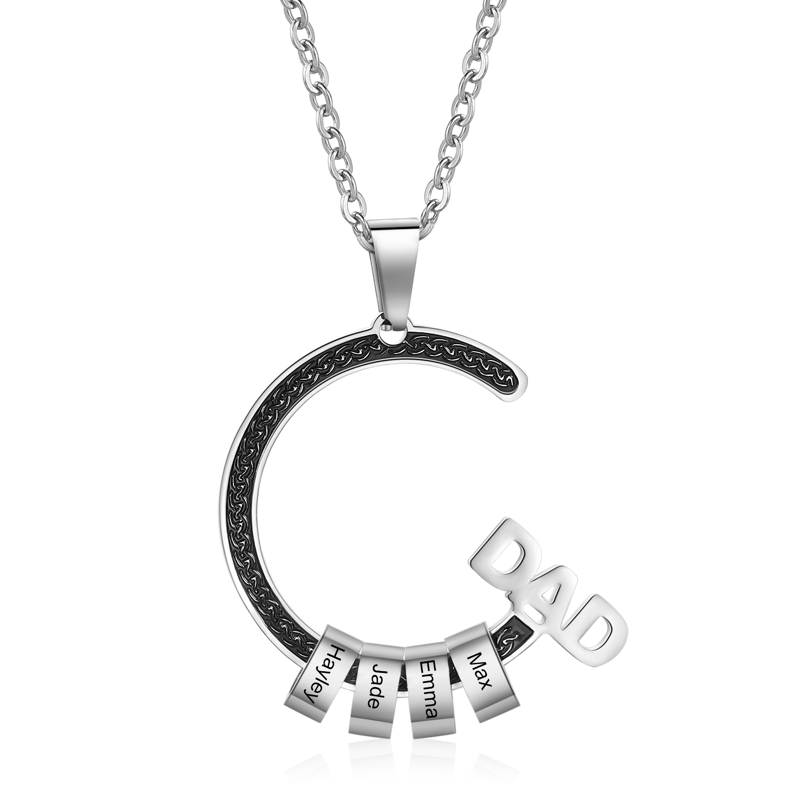 Personalised Dad Necklace with Custom 4 Names Stainless steel Necklace