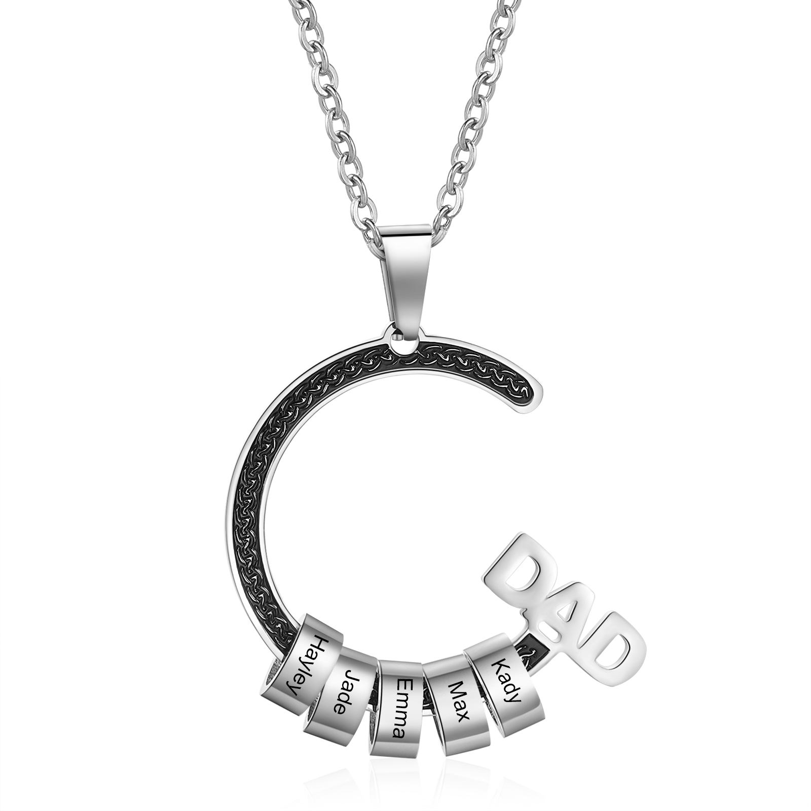 Personalised Dad Necklace with Custom 5 Names Stainless steel Necklace Christmas Gift for Dad | Jessmade