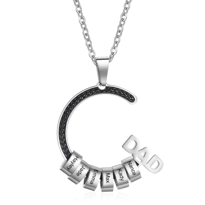 Personalised Dad Necklace with Custom 6 Names Stainless steel Necklace
