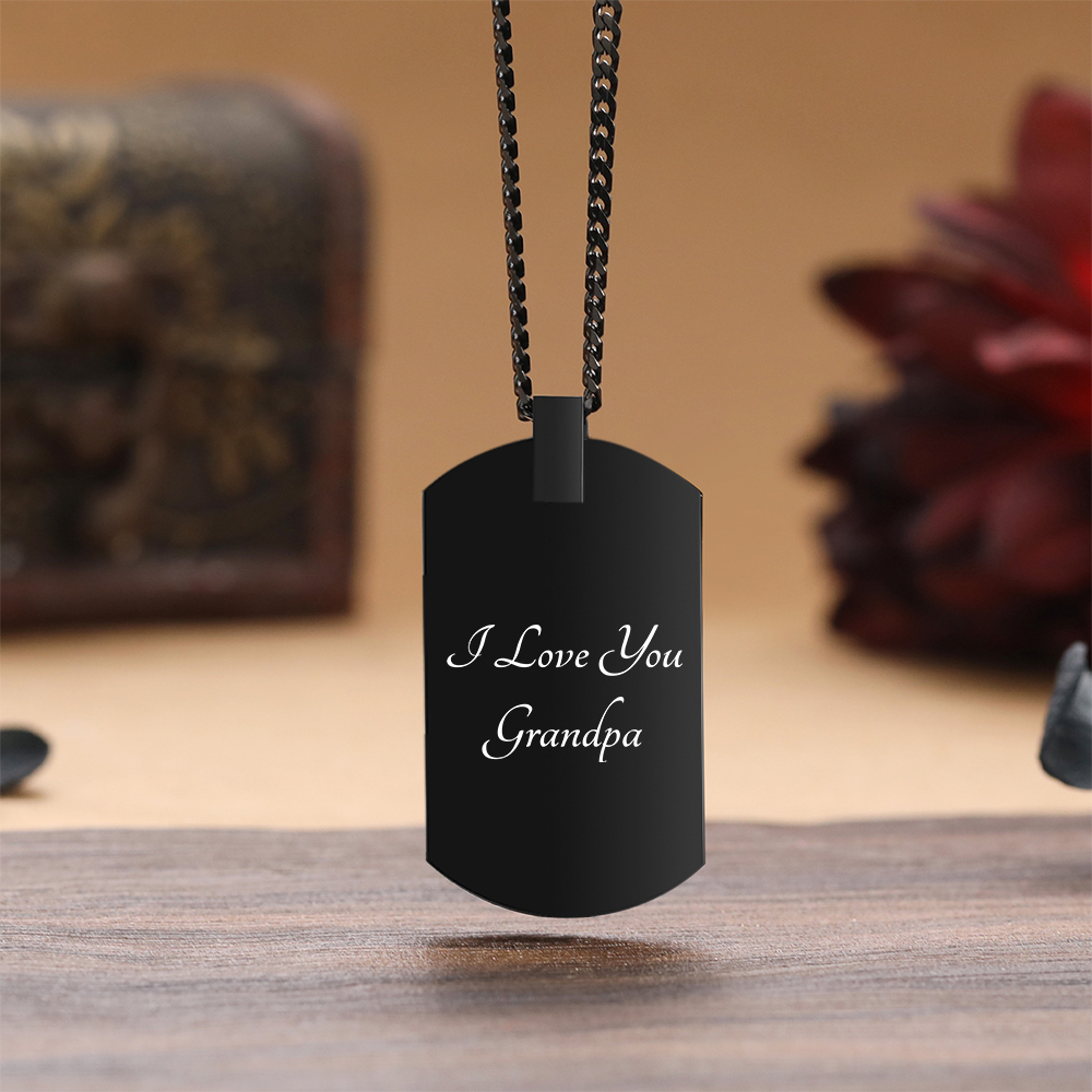 Personalised Cross and Photo Dog Tag Necklace - Custom Photo & Text Memorial Gift for Grandad | Jessmade
