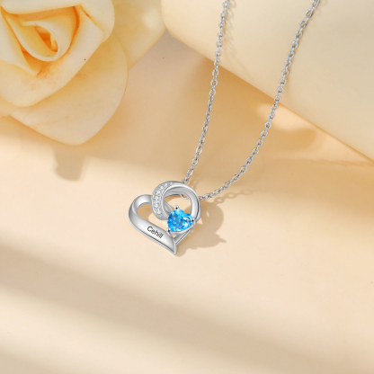 1 Name-Personalised Hearts Necklace Custom Birthstone & Necklace Engraved Names Special Gifts for Her | Jessemade