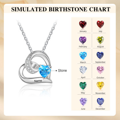 1 Name-Personalised Hearts Necklace Custom Birthstone & Necklace Engraved Names Special Gifts for Her | Jessemade