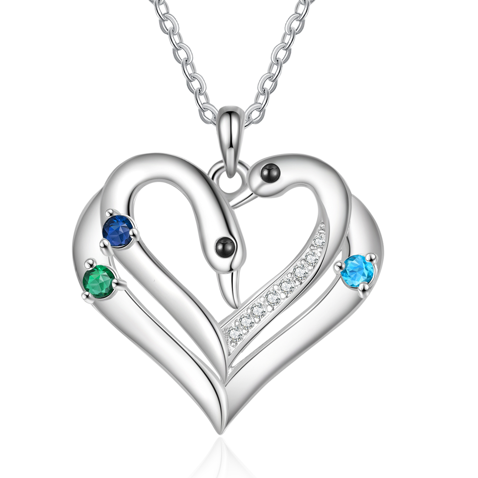 Personalised Heart Necklace – Custom 3 Names & 3 Birthstones Pendant Gift for Mum/Nan | Jessemade