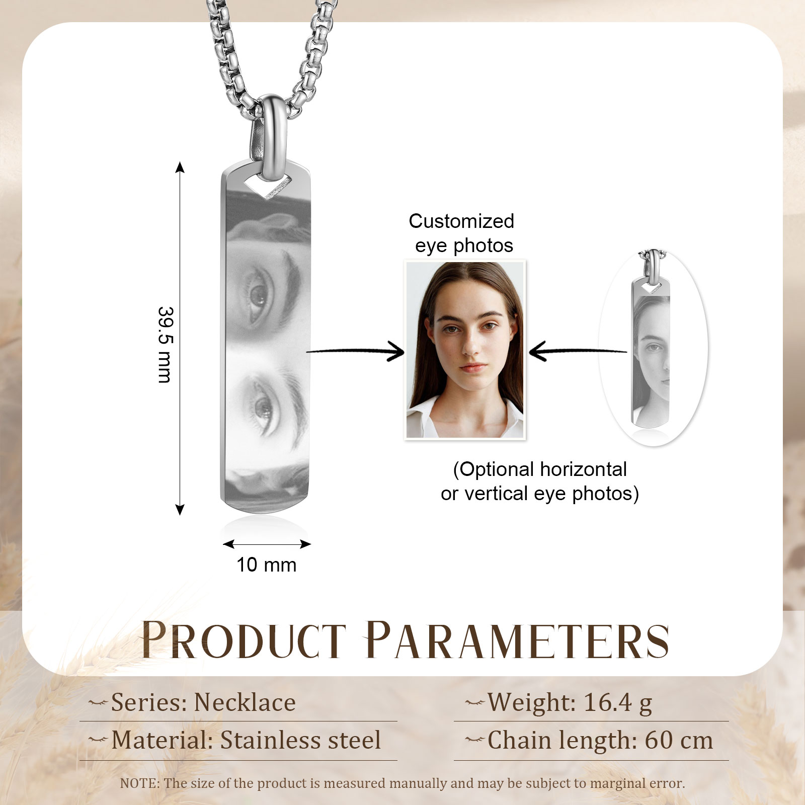 Personalised Eye Photo Necklace - Custom Eye Photo Pendant in Silver, Gold, Black - Christmas Gift for Wife/Sister/Daughter | Jessemade