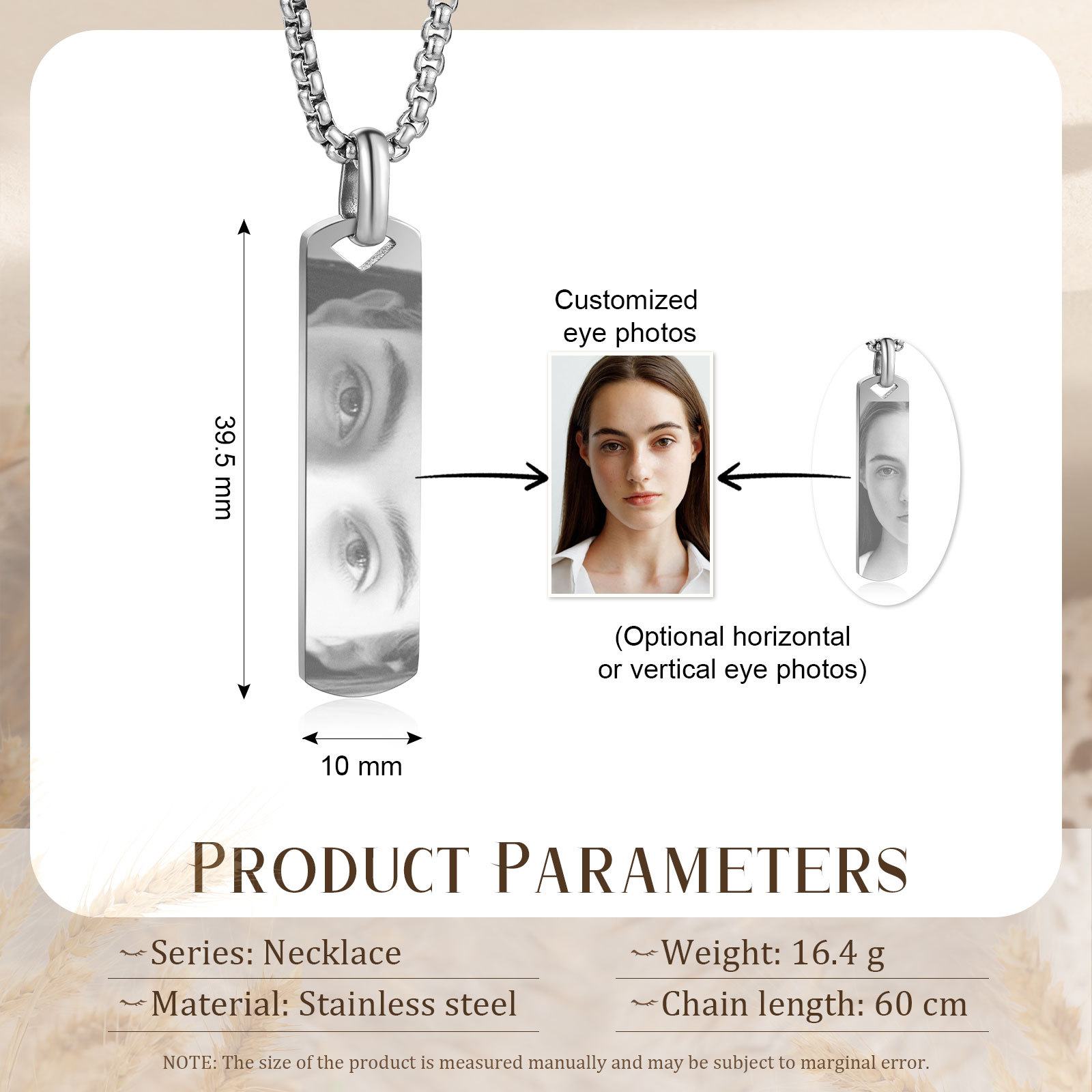 Personalised Eye Photo Necklace - Custom Eye Photo Pendant in Silver, Gold, Black - Christmas Gift for Wife/Sister/Daughter | Jessemade