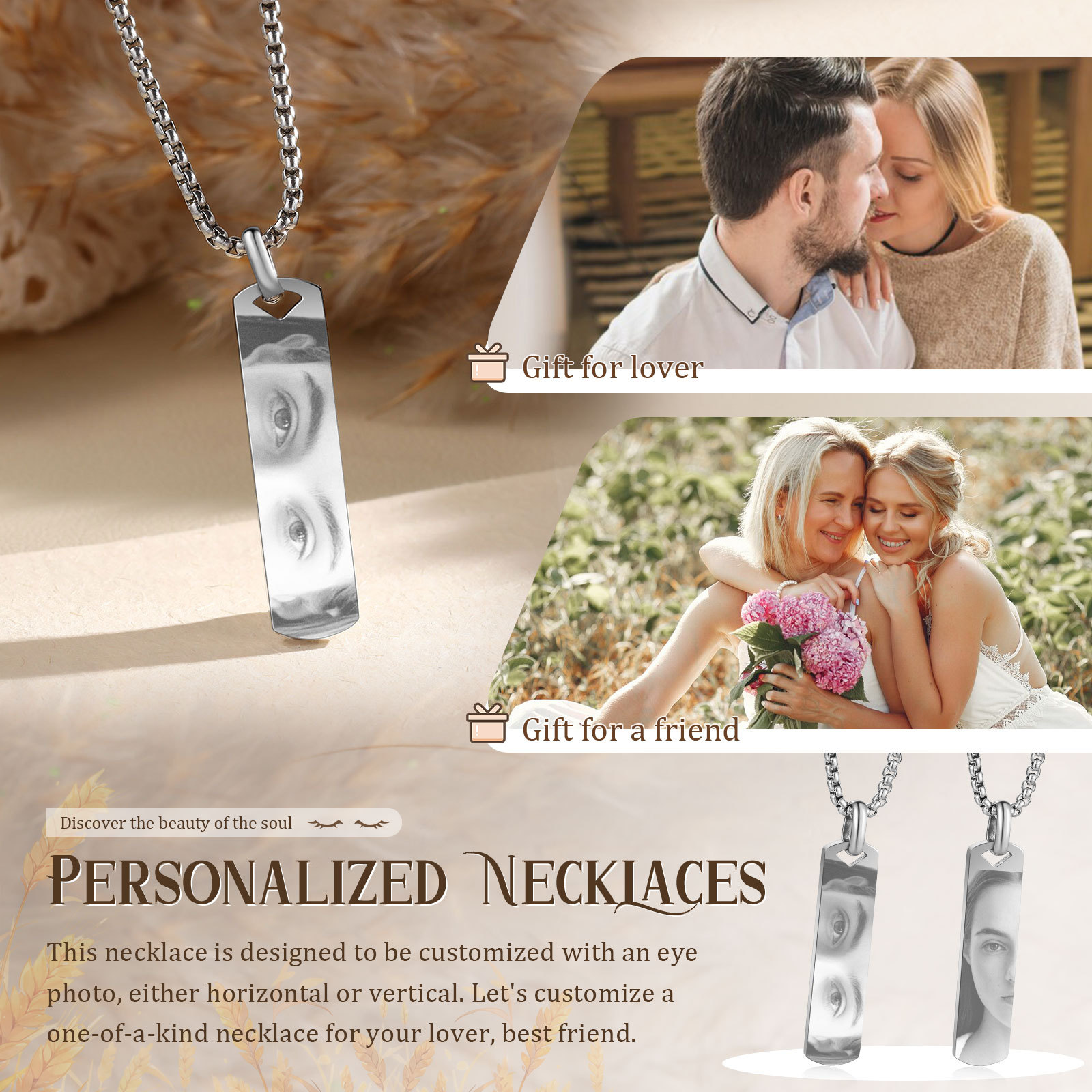 Personalised Eye Photo Necklace - Custom Eye Photo Pendant in Silver, Gold, Black - Christmas Gift for Wife/Sister/Daughter | Jessemade