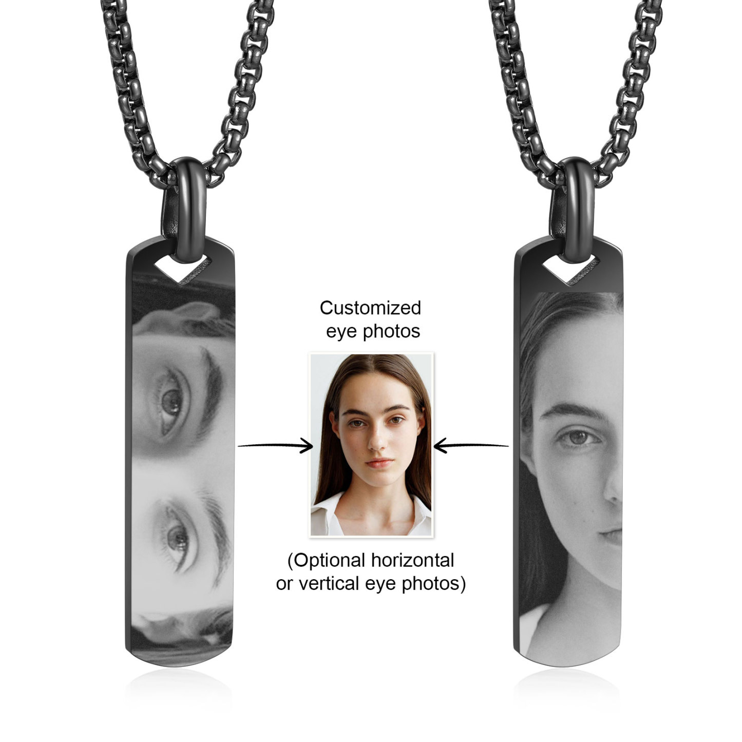 Personalised Eye Photo Necklace - Custom Eye Photo Pendant in Silver, Gold, Black - Christmas Gift for Wife/Sister/Daughter | Jessemade