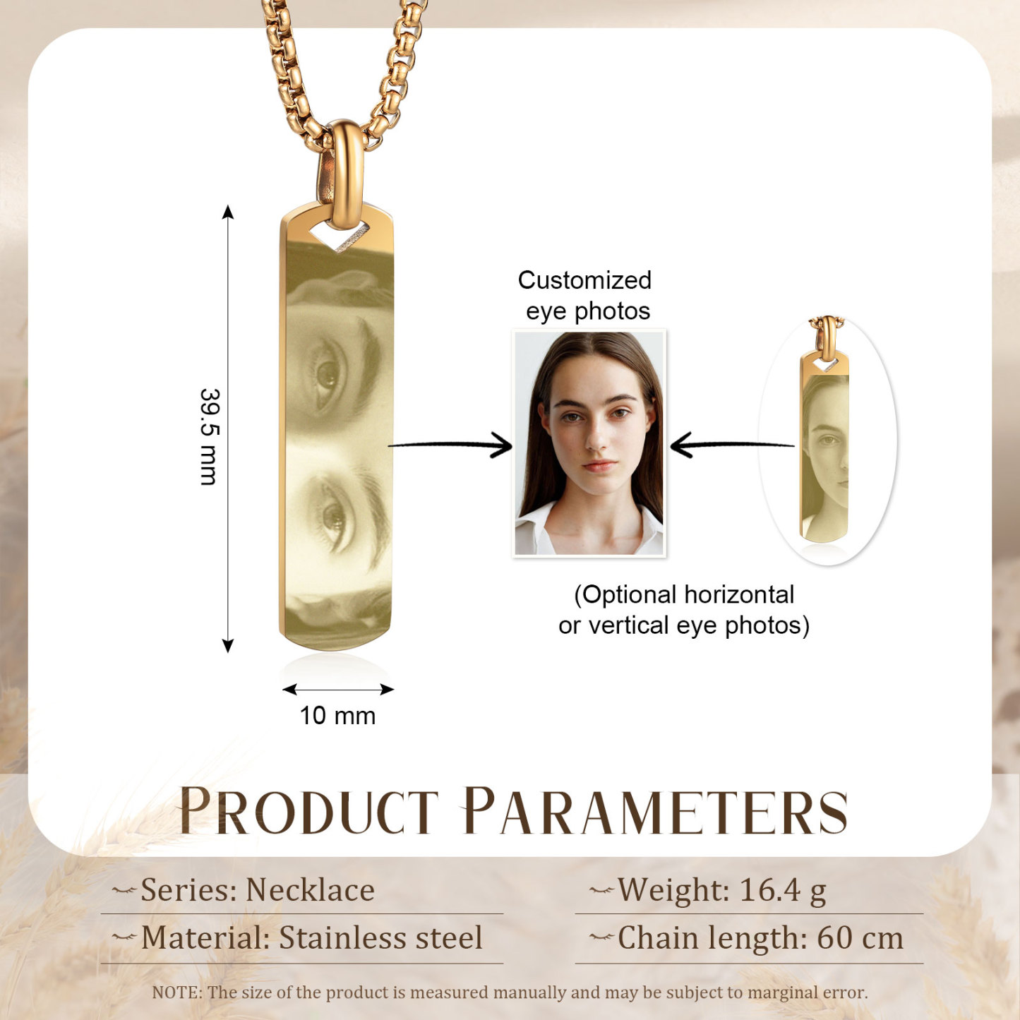 Personalised Eye Photo Necklace - Custom Eye Photo Pendant in Silver, Gold, Black - Christmas Gift for Wife/Sister/Daughter | Jessemade