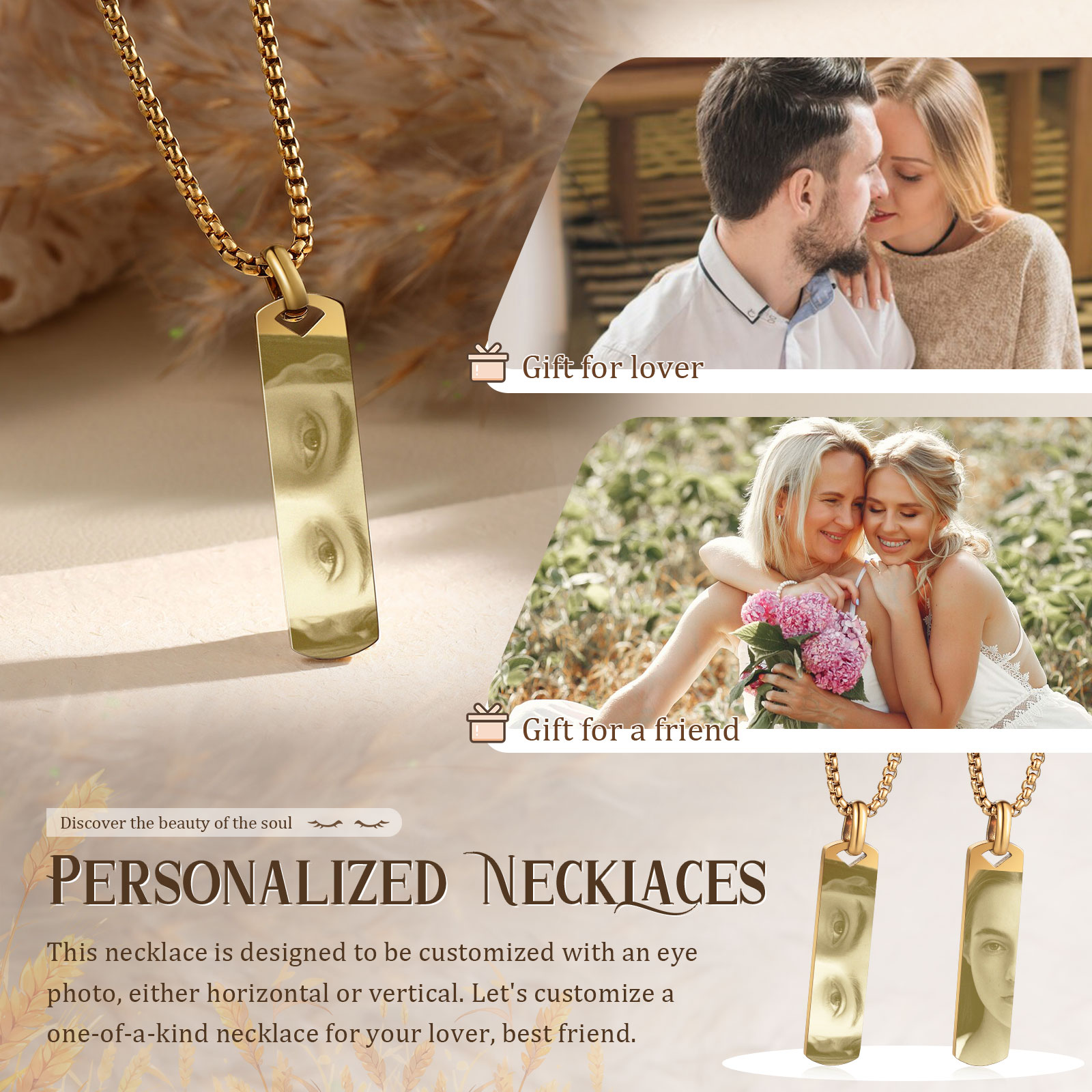 Personalised Eye Photo Necklace - Custom Eye Photo Pendant in Silver, Gold, Black - Christmas Gift for Wife/Sister/Daughter | Jessemade