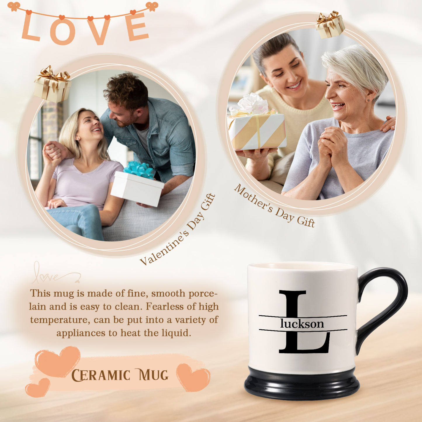 Personalised Ceramic Mug with Custom Name & Initial – Thoughtful Gift for Family & Partner | Jessemade