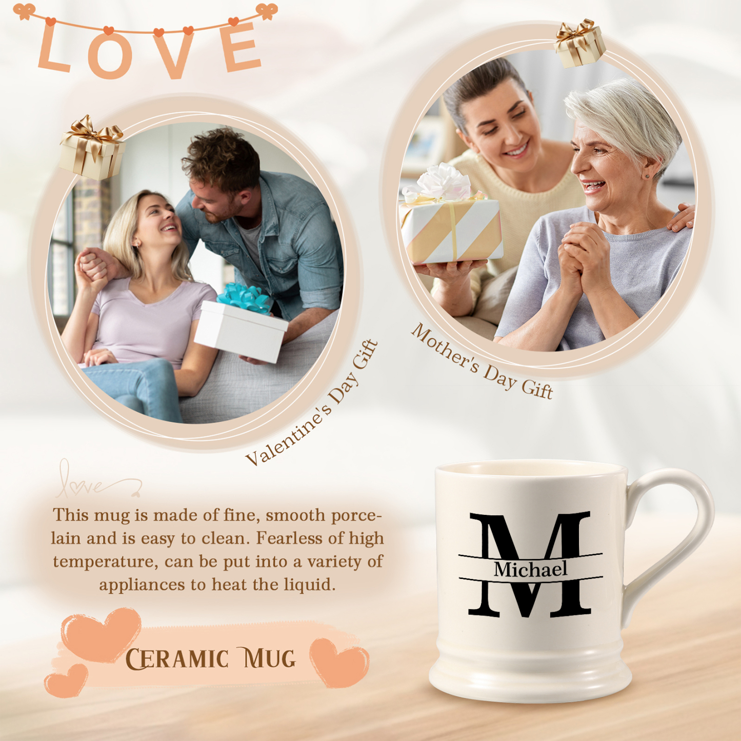 Personalised Ceramic Mug with Custom Name & Initial – Thoughtful Gift for Family & Partner | Jessemade