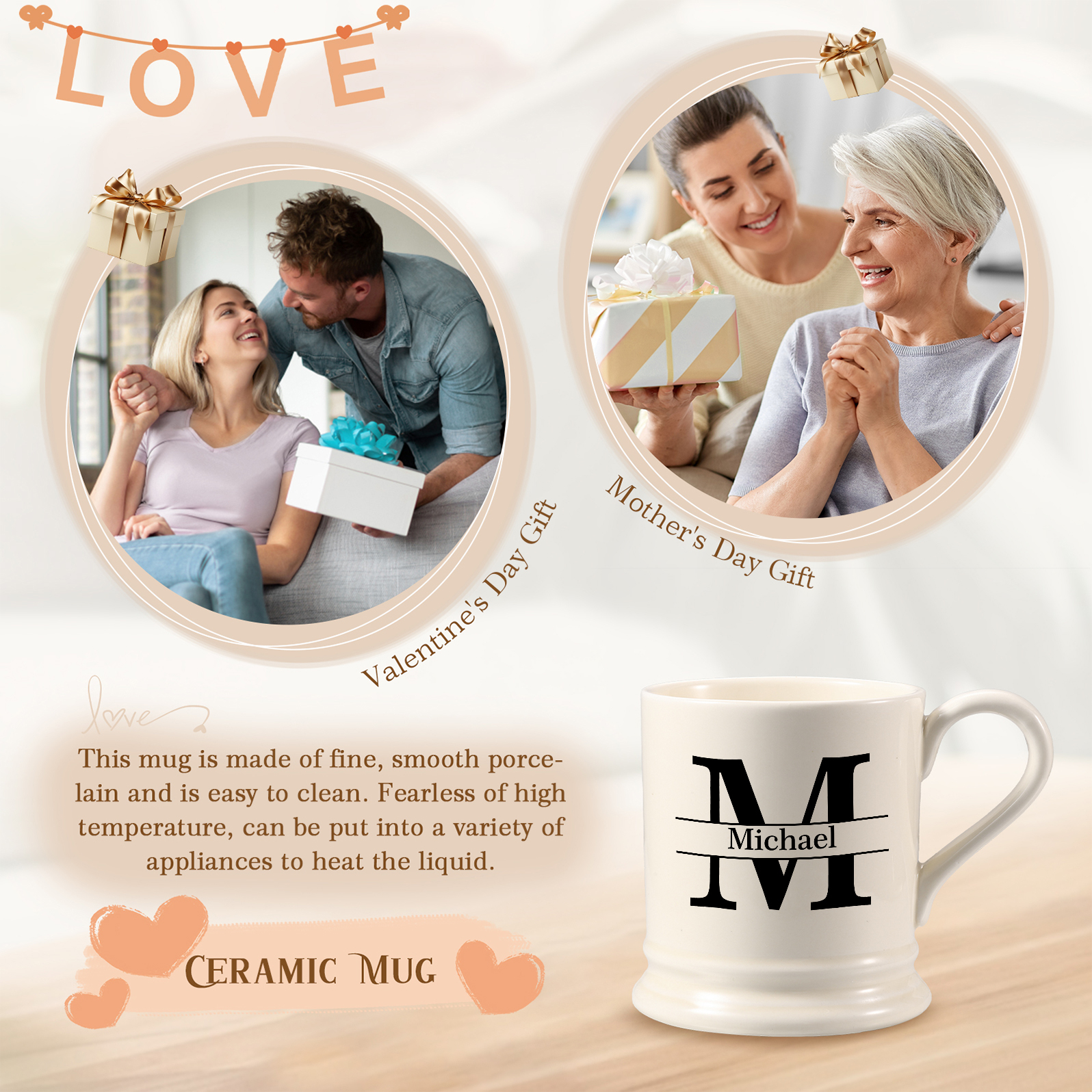 Personalised Ceramic Mug with Custom Name & Initial – Thoughtful Gift for Family & Partner | Jessemade