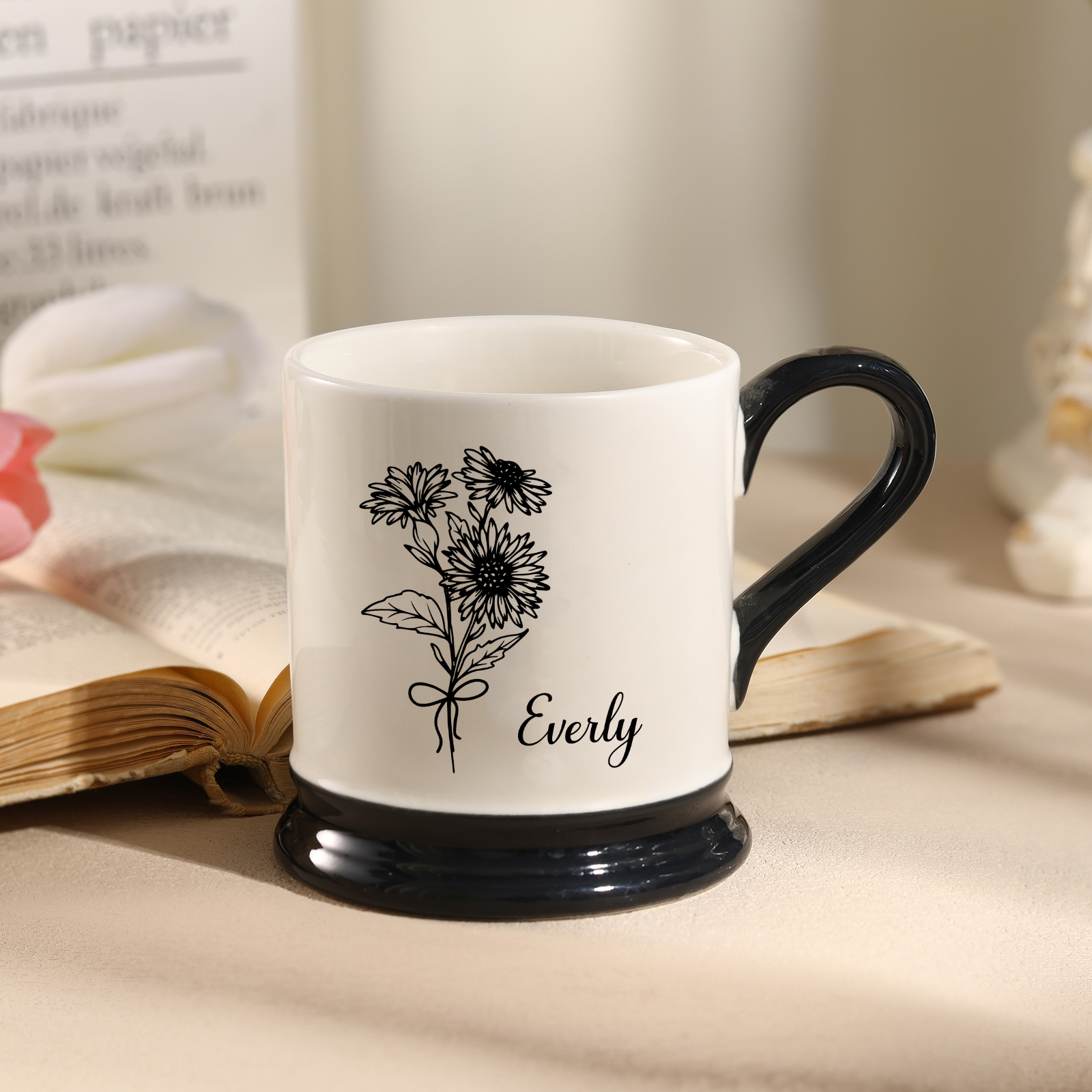 Personalised Ceramic Mug with Custom Name & Birth Flower – Thoughtful Gift for Family & Partner | Jessemade