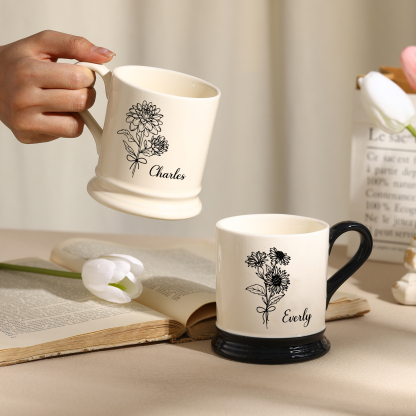 Personalised Ceramic Mug with Custom Name & Birth Flower – Thoughtful Gift for Family & Partner | Jessemade