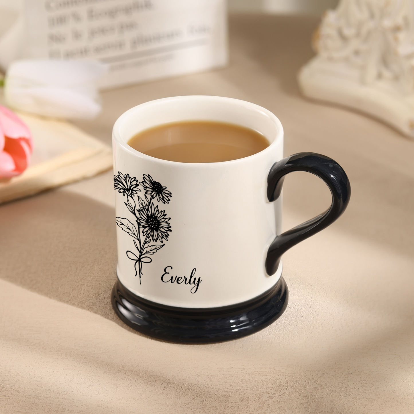 Personalised Ceramic Mug with Custom Name & Birth Flower – Thoughtful Gift for Family & Partner | Jessemade