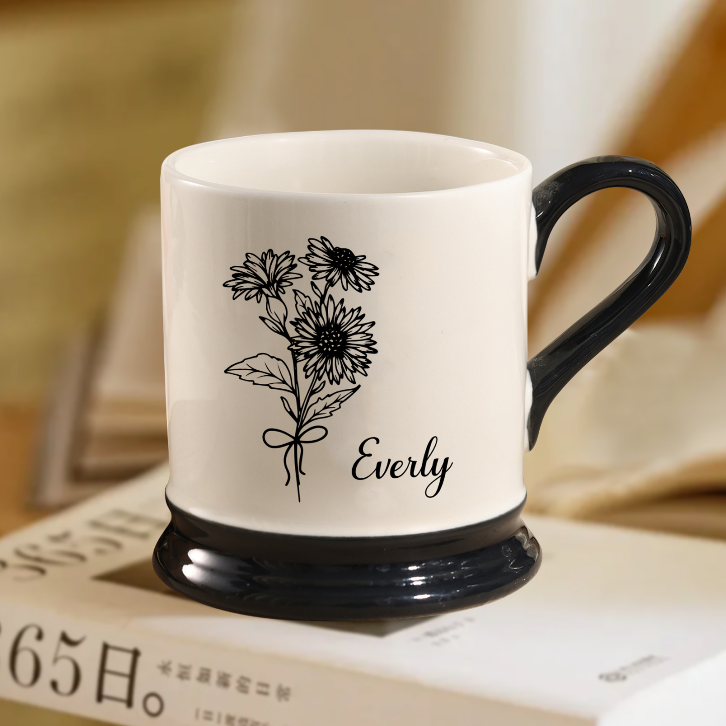 Personalised Ceramic Mug with Custom Name & Birth Flower – Thoughtful