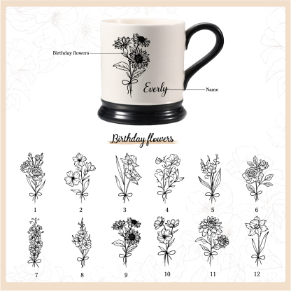 Personalised Ceramic Mug with Custom Name & Birth Flower – Thoughtful Gift for Family & Partner | Jessemade