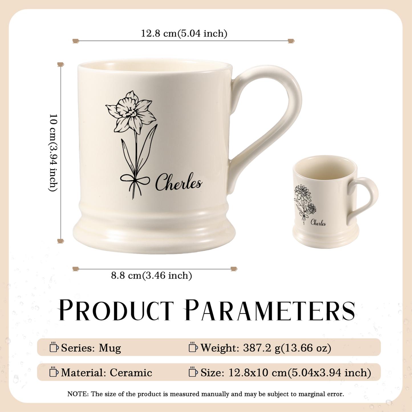 Personalised Ceramic Mug with Custom Name & Birth Flower – Thoughtful Gift for Family & Partner | Jessemade