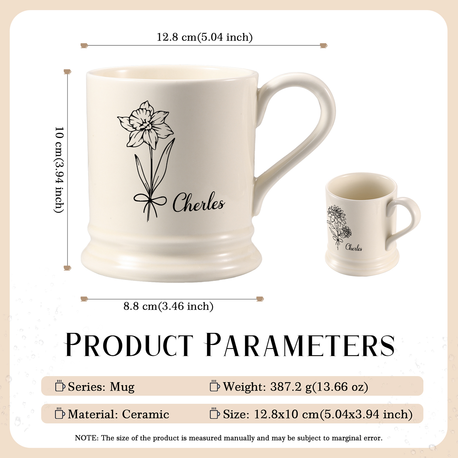 Personalised Ceramic Mug with Custom Name & Birth Flower – Thoughtful Gift for Family & Partner | Jessemade