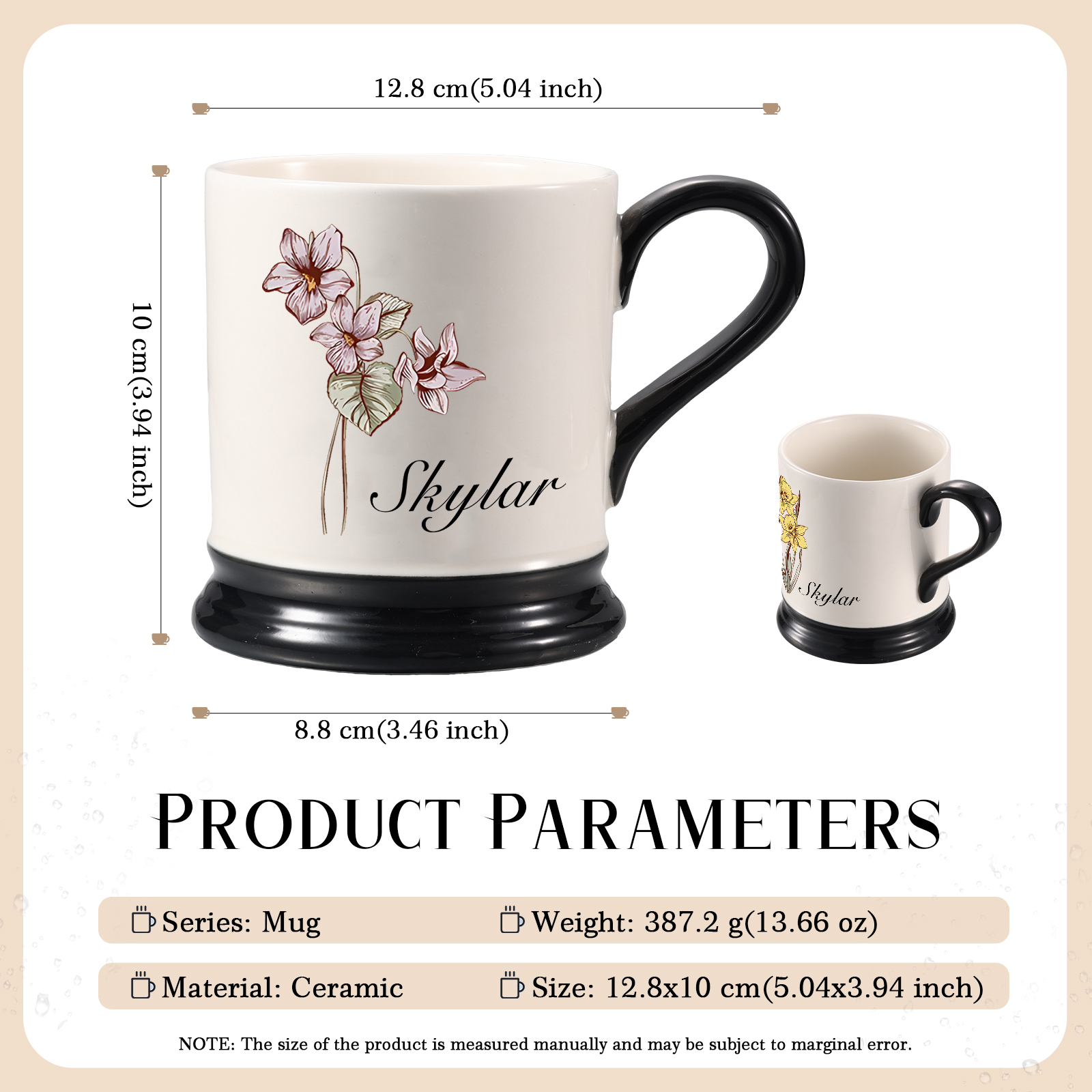 Personalised Ceramic Mug with Custom Name & Birth Flower – Gift for Partner & Family | Jessemade