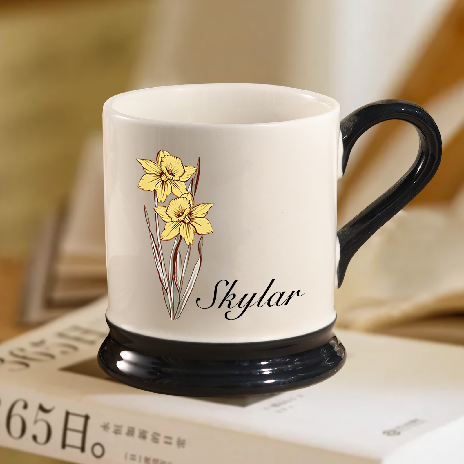 Personalised Ceramic Mug with Custom Name & Birth Flower – Gift for Partner & Family | Jessemade