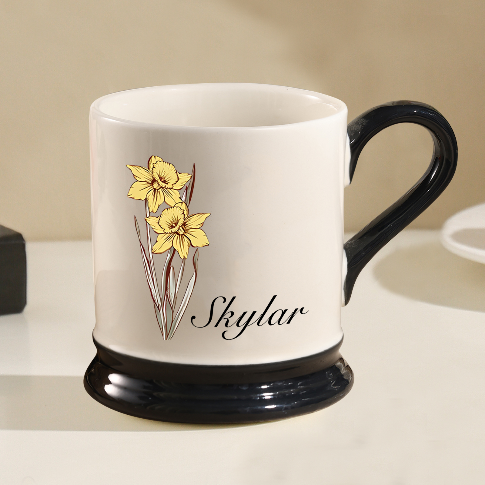 Personalised Ceramic Mug with Custom Name & Birth Flower – Gift for Partner & Family | Jessemade