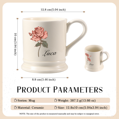 Personalised Ceramic Mug with Custom Name & Birth Flower – Gift for Partner & Family | Jessemade