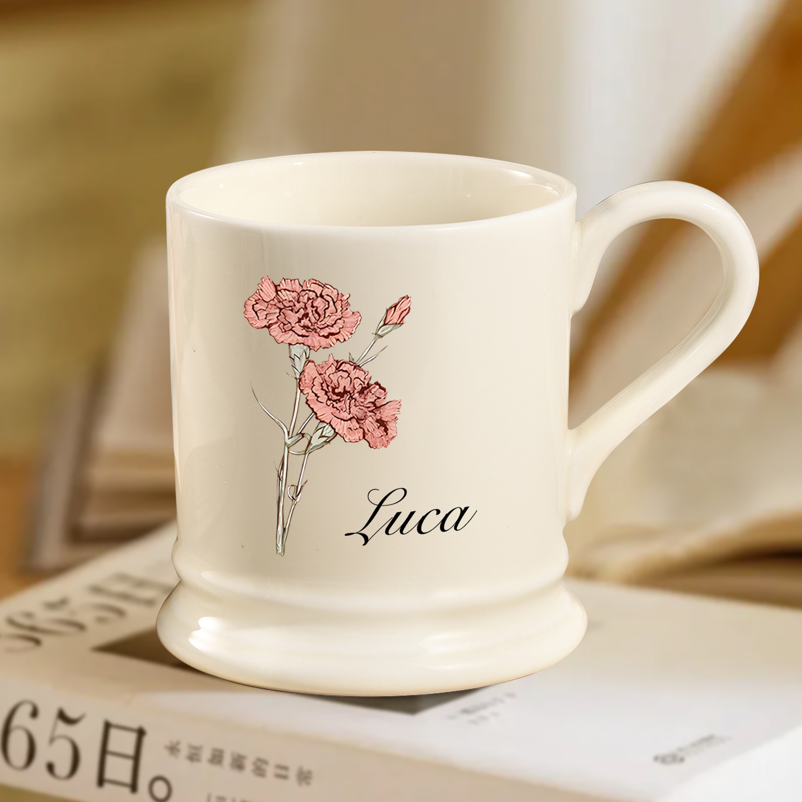 Personalised Ceramic Mug with Custom Name & Birth Flower – Gift for Pa
