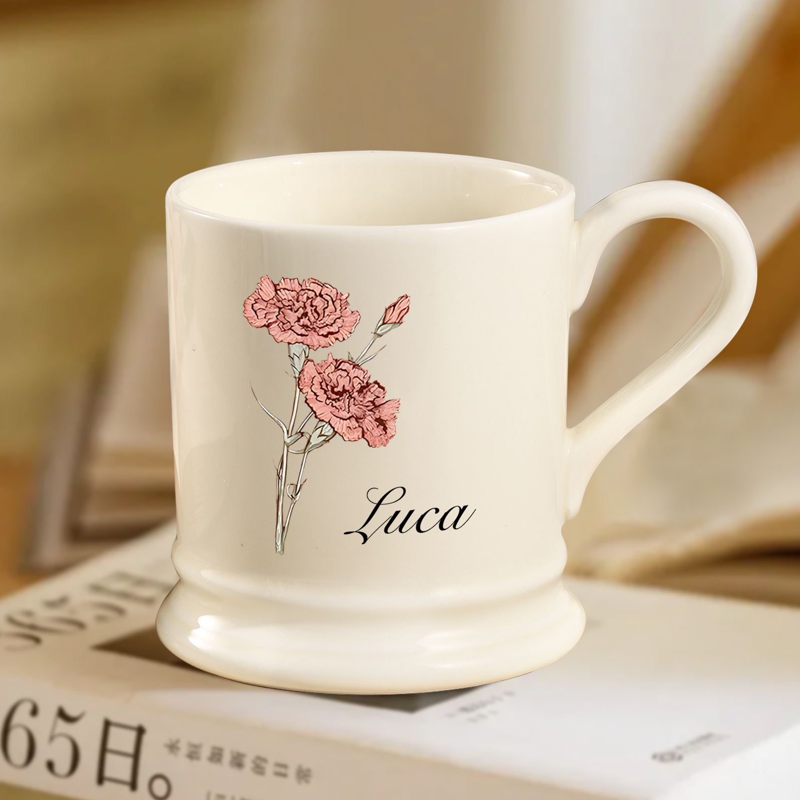 Personalised Ceramic Mug with Custom Name & Birth Flower – Gift for Pa