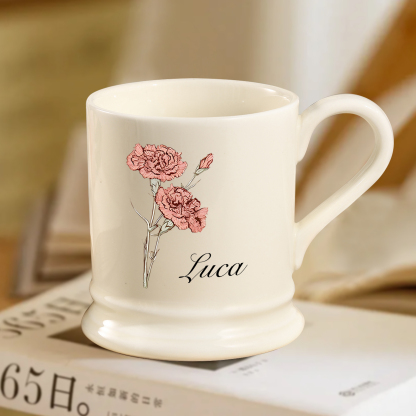 Personalised Ceramic Mug with Custom Name & Birth Flower – Gift for Pa