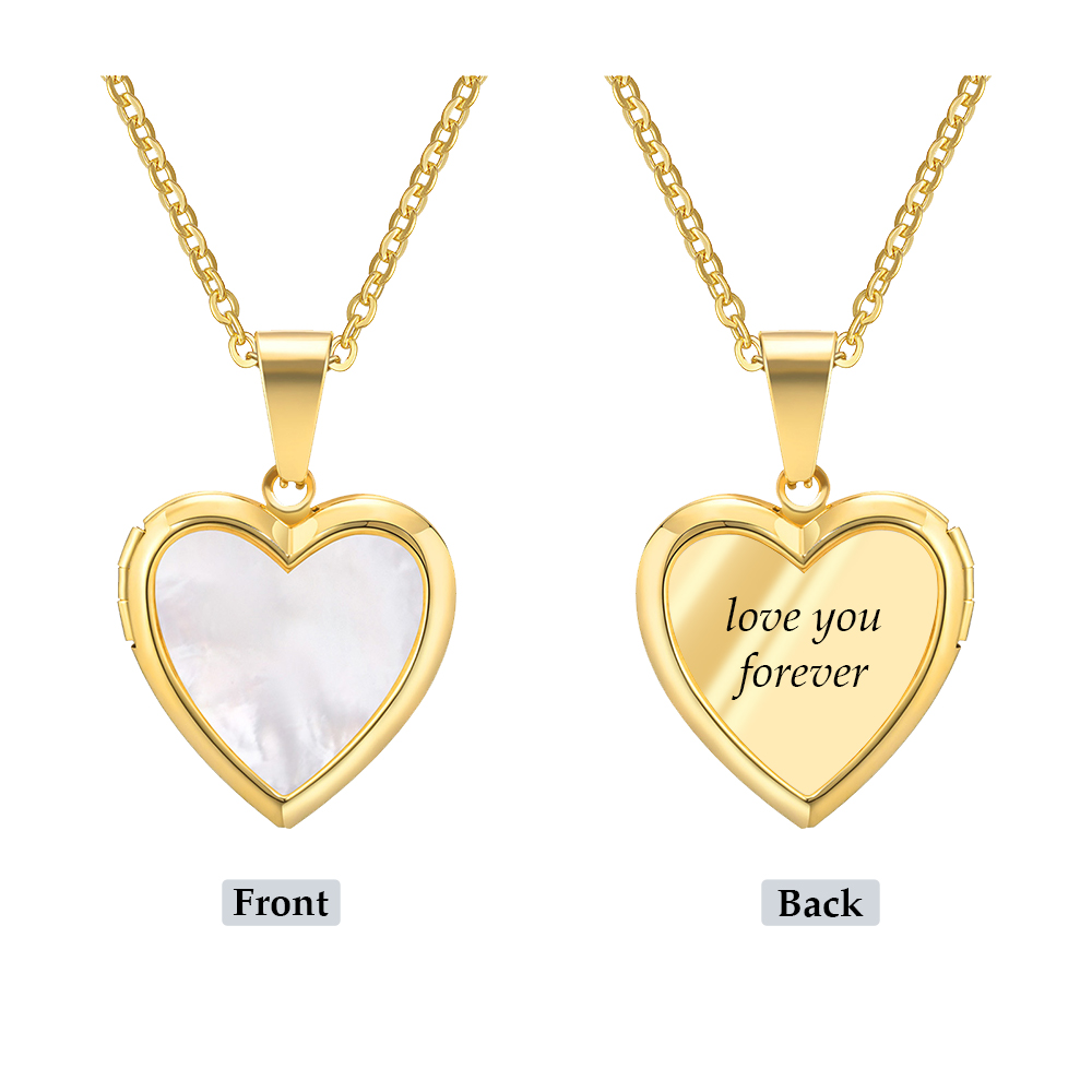 Personalised Heart Shaped Locket Necklace Custom with 2 Photos and 1 Text  for Her | Jessemade